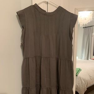 Olive green cotton swing dress